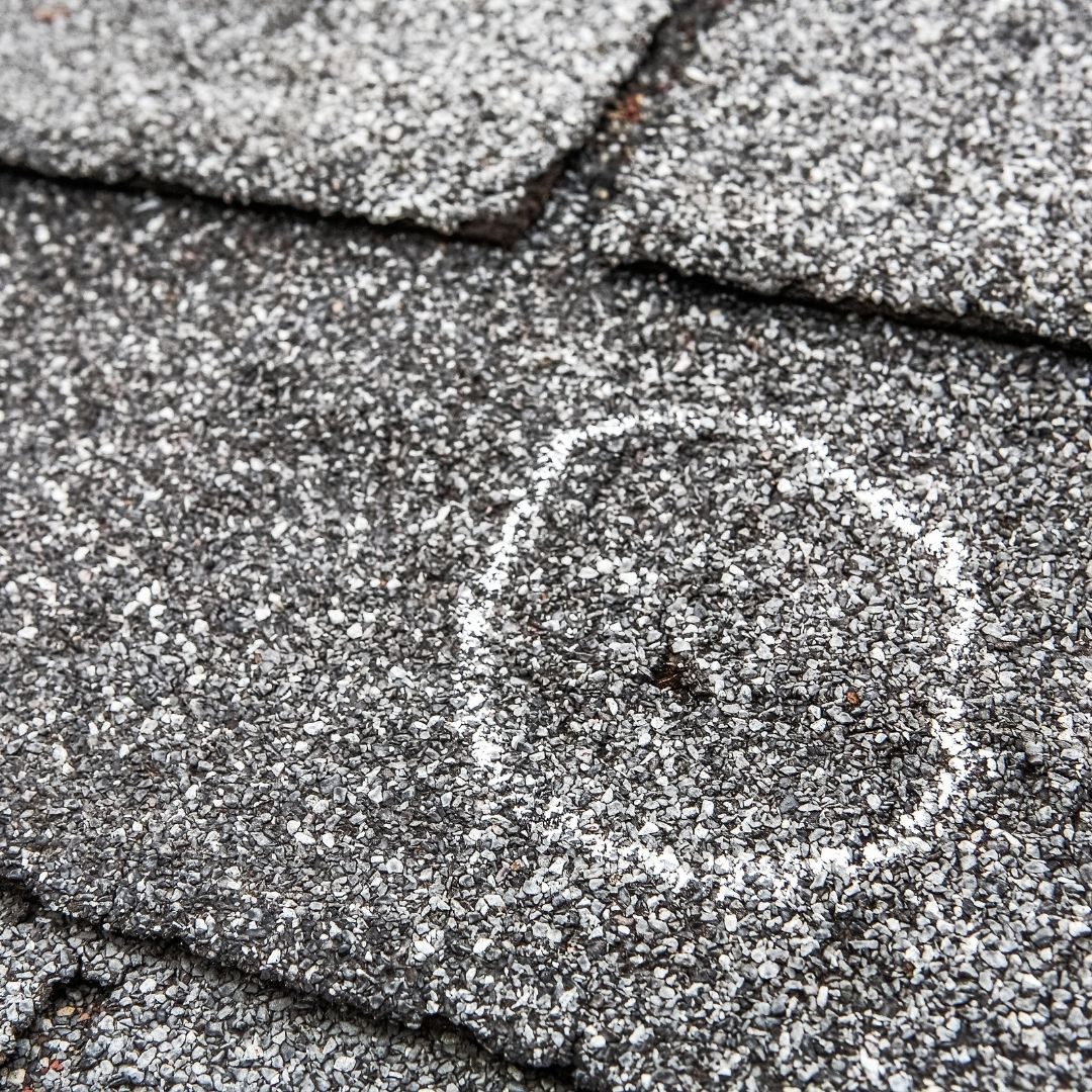 Midwest hail damage shingle mat fracture detail - Peoria IL